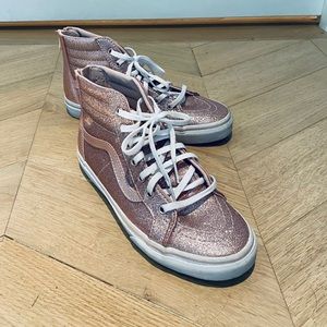 Girls Vans Pink Glitter Sk8-Hi Zip sneakers